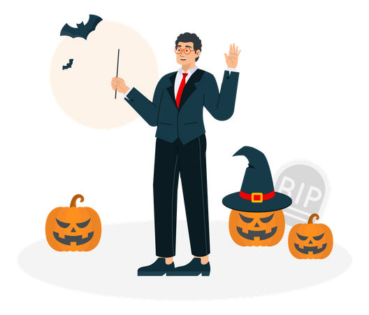 Businessman celebrate halloween festival Illustration