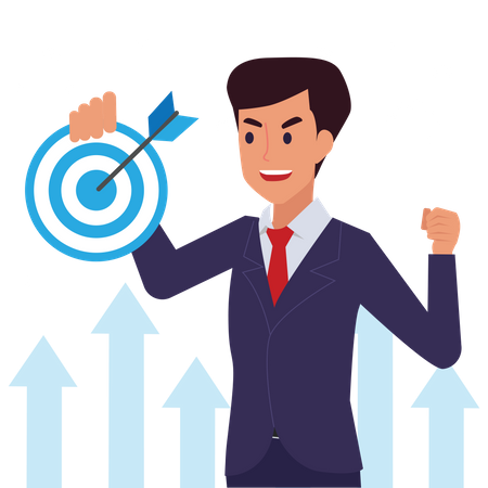 Businessman celebrates to success business target  Illustration