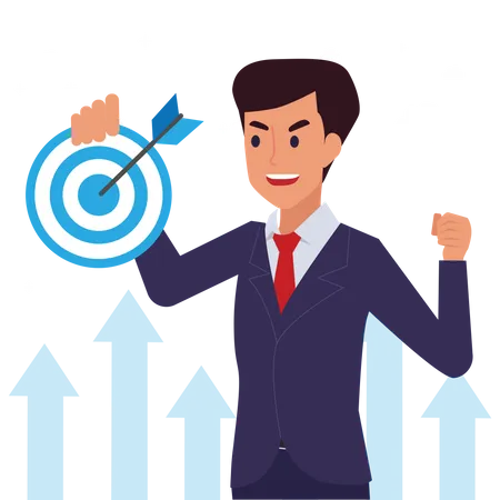 Businessman celebrates to success business target  Illustration