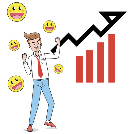 Businessman celebrating business growth Illustration
