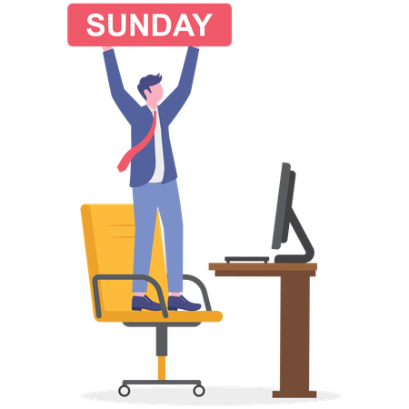 Businessman celebrating happy sunday  Illustration