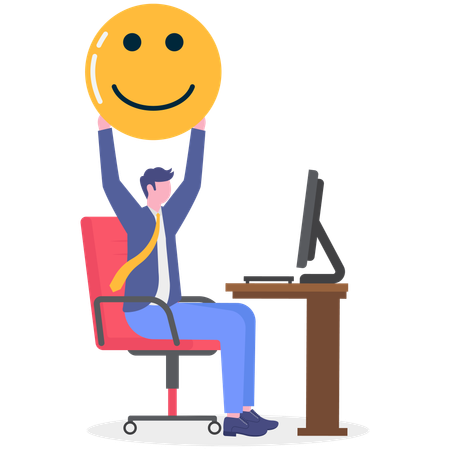 Businessman celebrating his finished work  Illustration