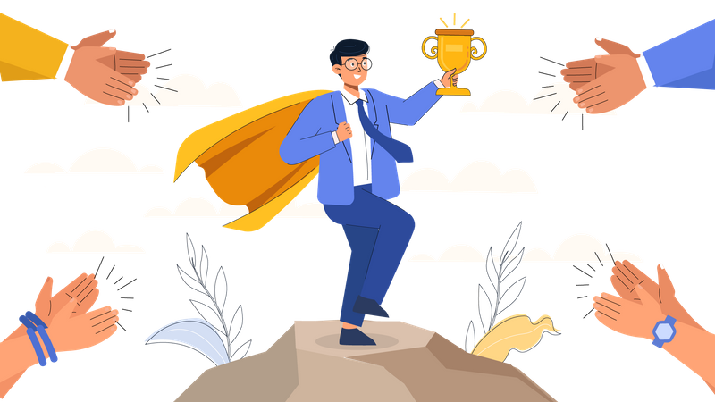 Businessman celebrating leadership success  Illustration