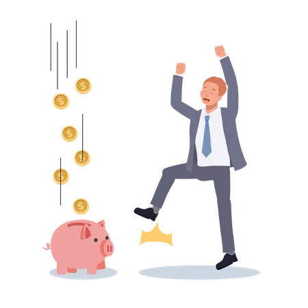 Investment Income Comparison Concept Businessman With Piggy Bank Flat Vector Cartoon Illustration Illustration