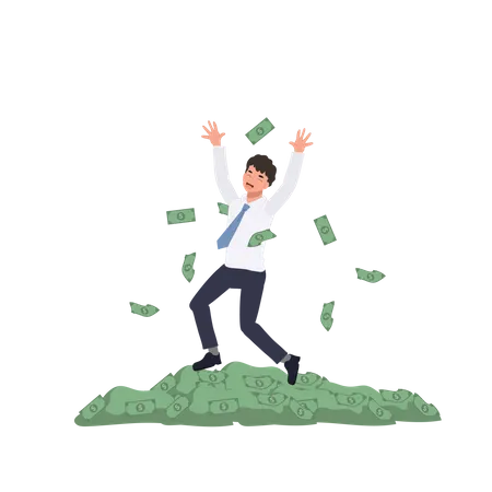 Businessman celebrating successful investment  Illustration