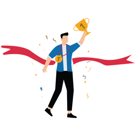 Businessman celebrating winning achievement  Illustration