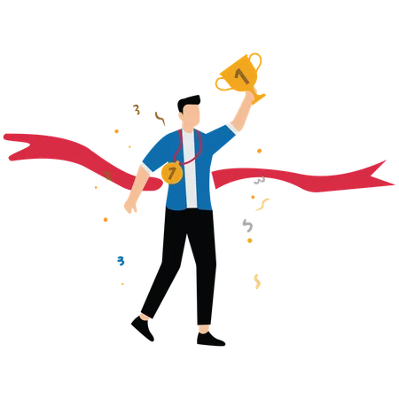 Businessman celebrating winning achievement  Illustration