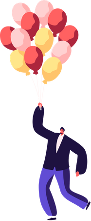 Businessman celebrating with balloons  Illustration