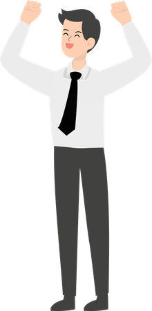 Businessman celebrating with hands raised  Illustration