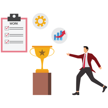 Businessman Celebrating Workplace Success  Illustration
