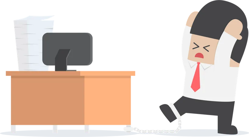 Businessman chained to the desk Illustration