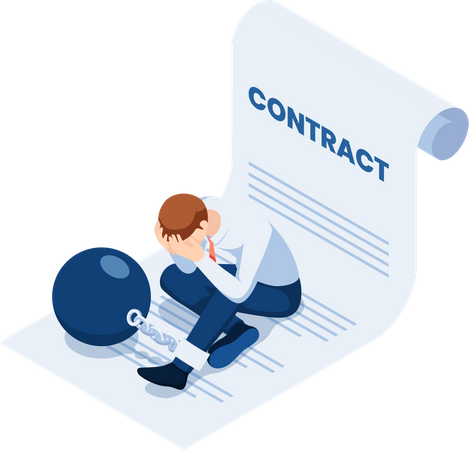 Businessman Chained with business contract  Illustration