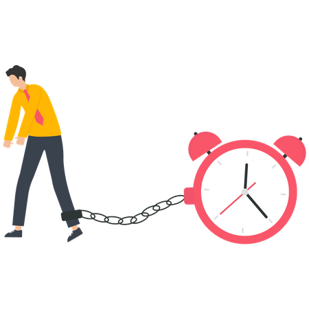Businessman chains with a clock  Illustration