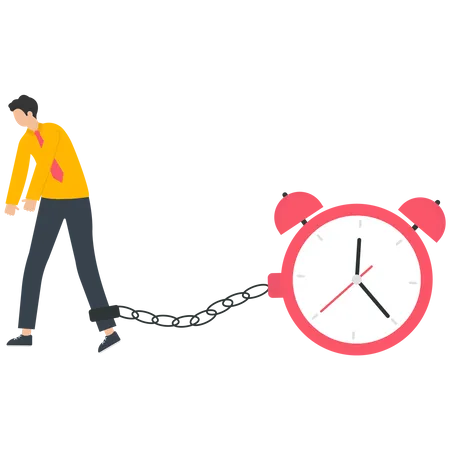 Businessman chains with a clock  Illustration