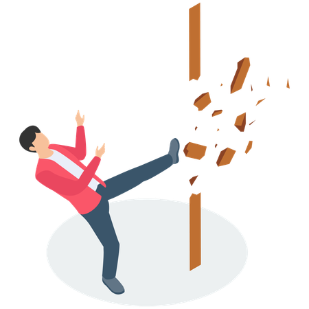 限界を乗り越える挑戦をするビジネスマン  イラスト