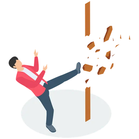 限界を乗り越える挑戦をするビジネスマン  イラスト