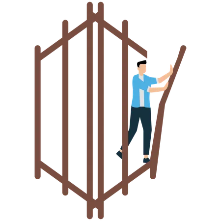 Businessman Challenging Yourself to Break Limits  Illustration