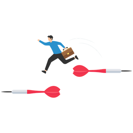 Businessman change from arrow sign to other direction  Illustration