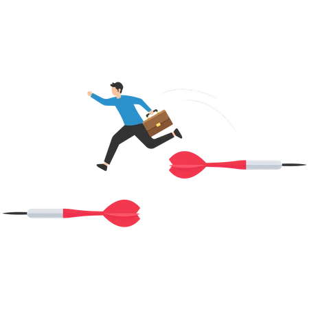 Businessman change from arrow sign to other direction  Illustration