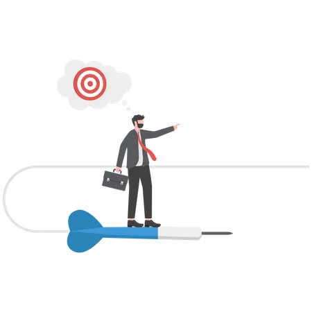 Change Business Direction Leadership Decision To Change To Success Turning Point Or Different Way To Reach Target Concept Confident Businessman Riding Dart Changing Direction To The Right Target Illustration