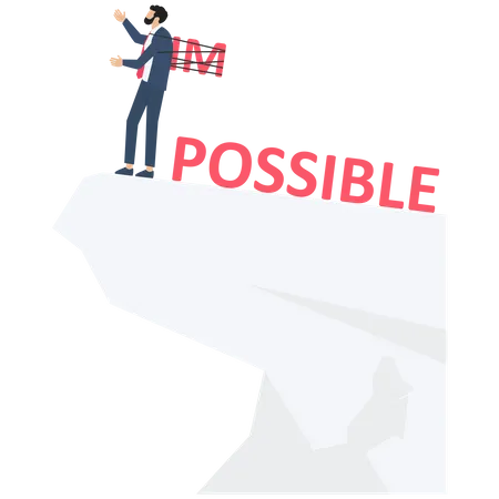 Businessman change word impossible to possible-Business challenge Illustration