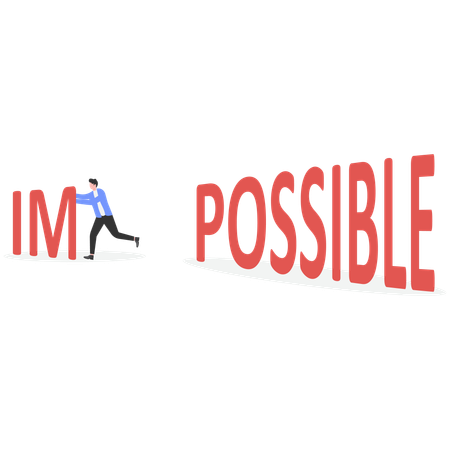 Businessman change word impossible to possible  Illustration