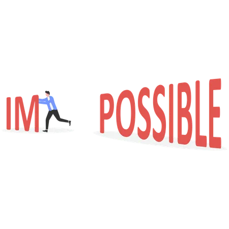 Businessman change word impossible to possible  Illustration