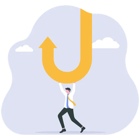 Businessman changing business direction  Illustration