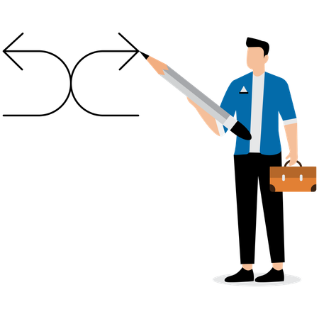 Businessman changing business direction  Illustration