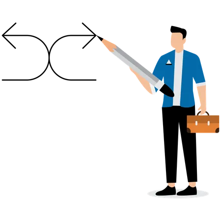 Businessman changing business direction  Illustration