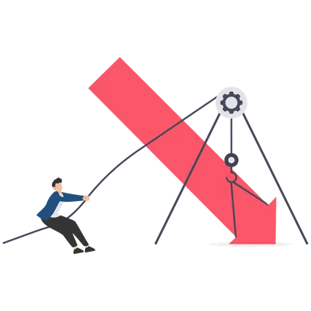 Businessman changing the direction of the arrow.  Illustration