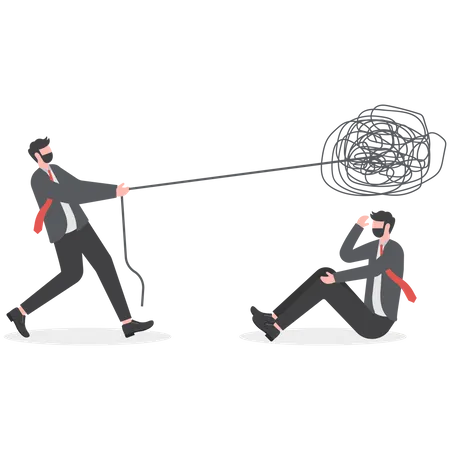 Businessman chaos with help  Illustration