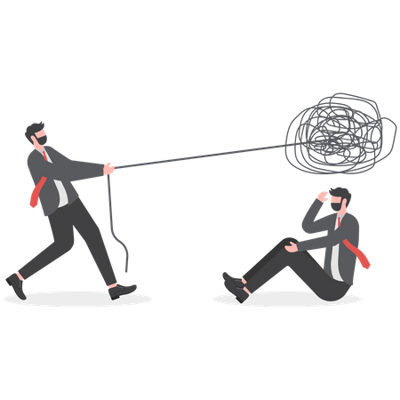 Businessman chaos with help  Illustration