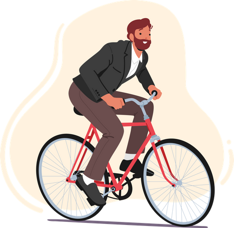 Businessman Character Wearing Formal Suit Riding Bicycle Taking Part In Corporate Competition  Illustration