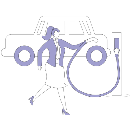 Businessman charging electric car  Illustration