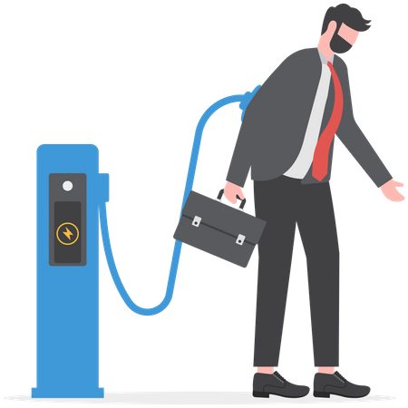 Businessman charging from energy station  Illustration