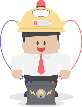 Businessman charging idea power  Illustration