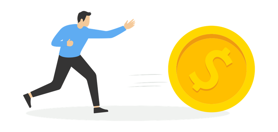 Businessman chasing after money  Illustration