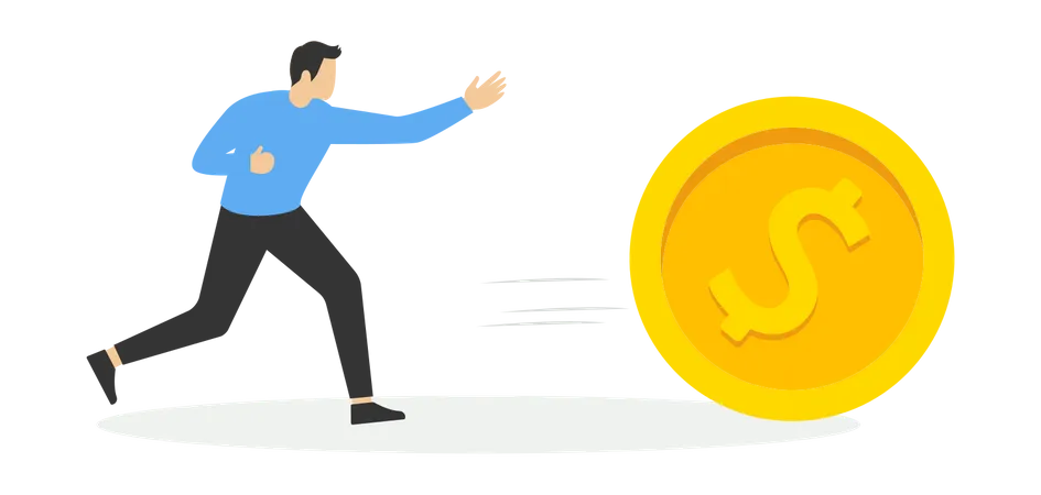 Businessman chasing after money  Illustration