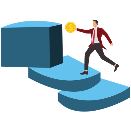 Businessman chasing business profit  Illustration