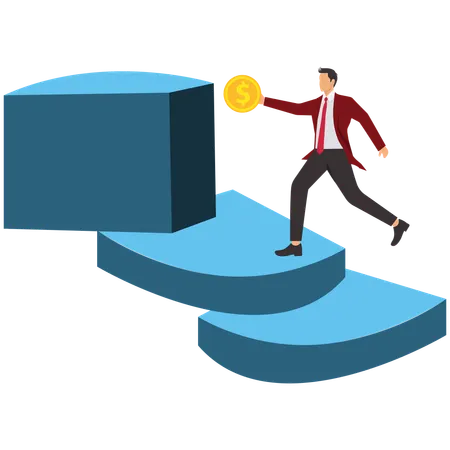 Businessman chasing business profit  Illustration