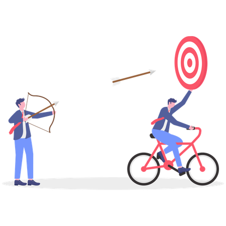 Businessman chasing business target  Illustration