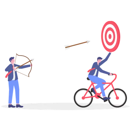 Businessman chasing business target  Illustration