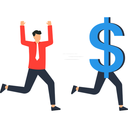 Businessman Chasing Dollar Sign  Illustration