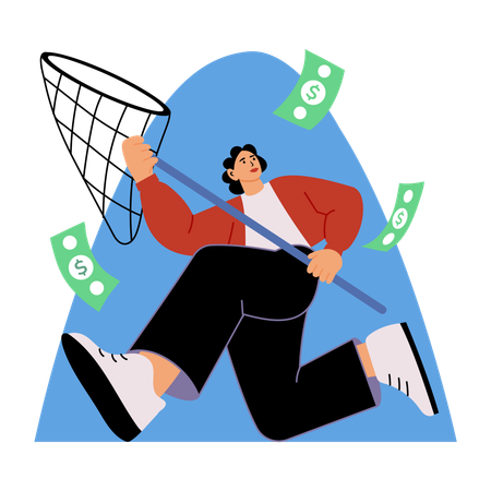 お金を追い求めるビジネスマン  イラスト