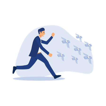 Businessman chasing money  Illustration