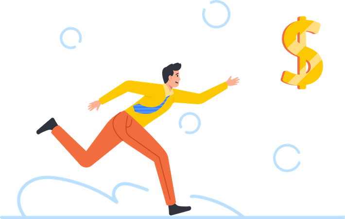 Businessman Chasing Money  Illustration