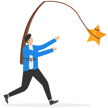 Businessman chasing star  Illustration