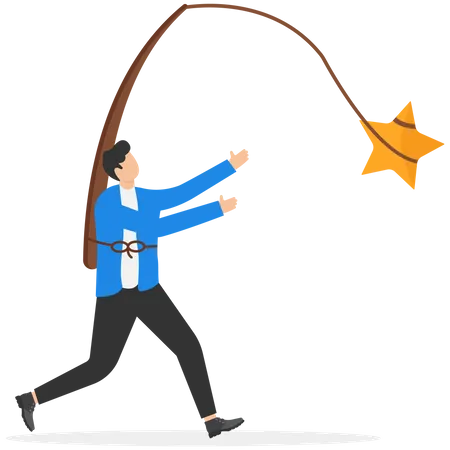 Businessman chasing star  Illustration