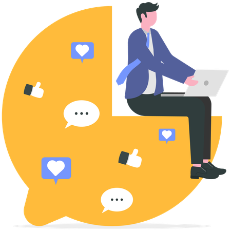 Businessman chatting on laptop  Illustration